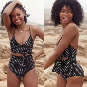Aerie polka dot wrap one piece swimsuit
